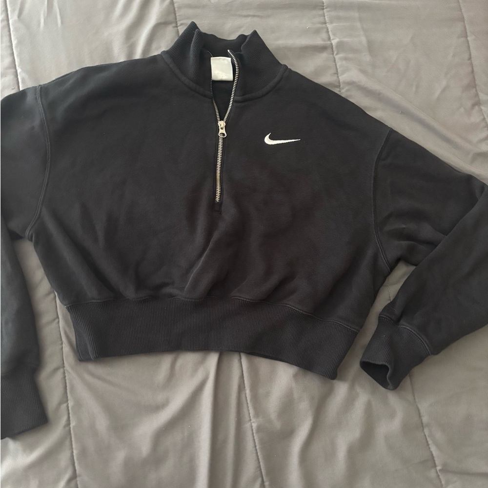 Nike Black Cropped Quarter Zip Sweatshirt